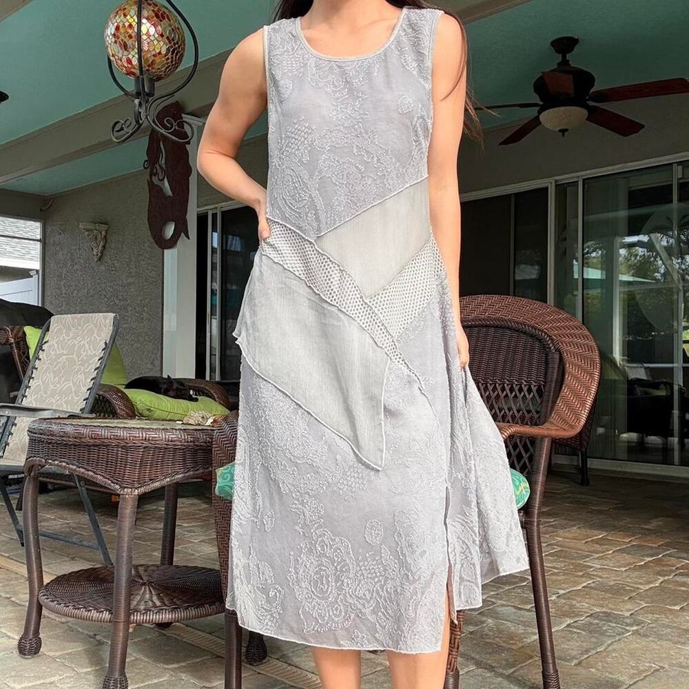 Mixed Fabrics Grey Dress